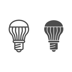 Poster - Energy saving light bulb line and glyph icon. Energy efficient lamp vector illustration isolated on white. Electricity saving lamp outline style design, designed for web and app. Eps 10.