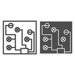 Poster - Circuit board line and glyph icon. Electric scheme vector illustration isolated on white. Microchip outline style design, designed for web and app. Eps 10.