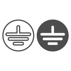 Poster - Electrical grounding line and glyph icon. Electric earthing sign vector illustration isolated on white. Electricity grounding outline style design, designed for web and app. Eps 10.