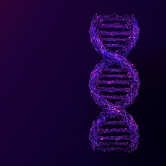 Aufkleber - DNA link. Science Technological concept. Polygonal abstract health illustration. Low poly purple vector illustration of a starry sky or Cosmos. Vector image in RGB Color mode.
