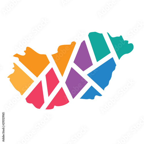 Fotomural colorful geometric Hungary map- vector illustration