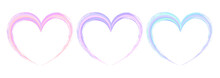 Set Of Holographic Hand Drawn Paint Hearts