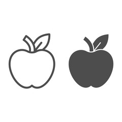 Poster - Apple line and glyph icon. Fruit vector illustration isolated on white. Healthy food outline style design, designed for web and app. Eps 10.