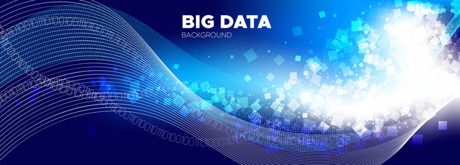 Wall Mural - particles stream. blue technology background.