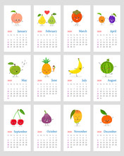 Cute Fruit Characters Calendar 2020