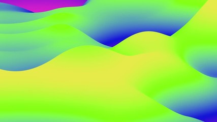 Poster - Looped animation. Abstract colorful wavy background in bright rainbow colors. Modern colorful wallpaper. 3d rendering.