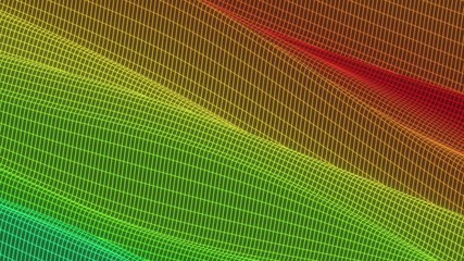 Poster - Looped animation. Abstract colorful wavy background in bright rainbow colors. Modern colorful wallpaper. 3d rendering.