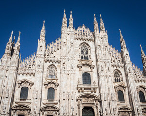 Ornate facade of Milan Catehdral in Italy