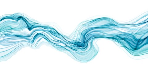 Poster - Abstract transparent brush stroke wave flowing in blue and green colors isolated on white backgrounds