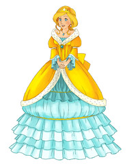 Wall Mural - cartoon scene with beautiful princess on white background - illustration for children