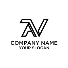 Fototapete - Abstract letter AN NA AV VA. minimal logo design template. 