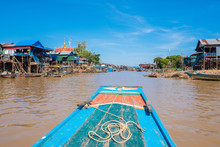Tourist Boat Carrying Tourist For Visiting Floating Village On The Water (Komprongpok) Of Tonle Sap The Largest Freshwater Lake In Southeast Asia, Siem Reap, Cambodia.