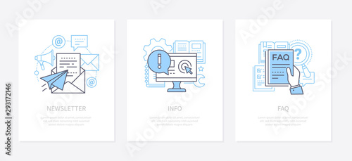 Cuadros en Lienzo Customer service - line design style icons set