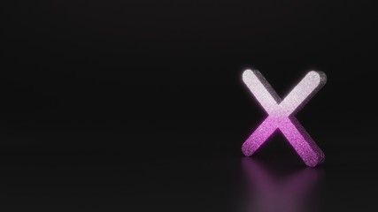 science glitter symbol of cancel icon 3D rendering