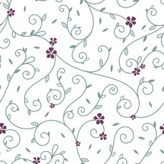 Wall Mural - Beautiful hand drawn seamless floral swirls pattern, great for textiles, fabrics, wallpaper, wrapping, banners - vector surface design