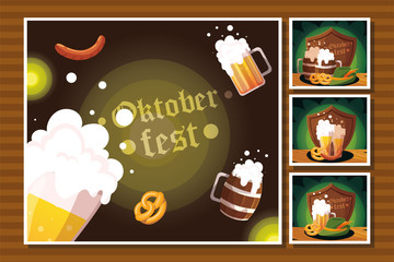 Wall Mural - set of cards for beer festival oktoberfest