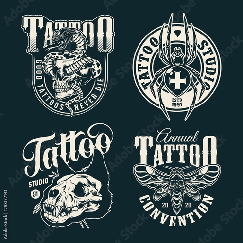Vintage tattoo salon emblems