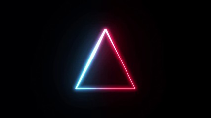 Poster - Neon Logo With Tapered Strokes Shape Background Loop/ 4k animation of an abstract background with neon logo stroke shapes looping