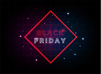 Wall Mural - Black Friday neon advertisement sale vector background image