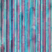 Watercolor Colorful Stripes Background. Blue Teal Pink Striped Seamless Pattern