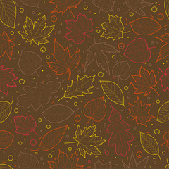 Poster - Autumn leaves vector seamless pattern