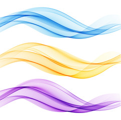 Poster - Set of blue abstract wave design element