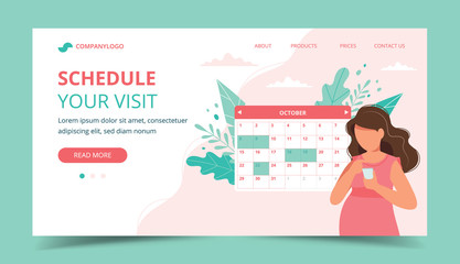 Wall Mural - medical appointment pregnancy. pregnant woman scheduling an appointment on smartphone. cute vector i