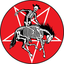 Vector Image Of A Cowboy On A Horse In A Pentogram In The Form Of A Skeleton
