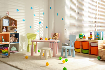 Poster - cozy baby room interior with stylish furniture