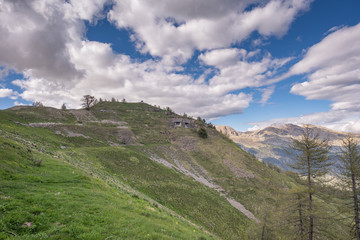 Sticker - Landscapes of the French Alps, mountains, peaks, approximately 1,500 meters above sea level. Cote d'Azur, near the ski town of Col de Turini (Le col de Turini)