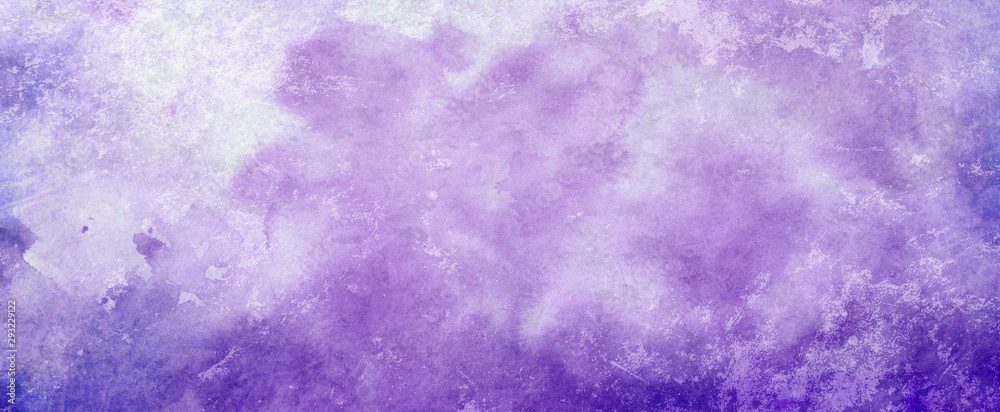 purple watercolor paint splash or blotch background with fringe bleed wash and bloom design, blobs of paint and old vintage watercolor paper texture grain - obrazy, fototapety, plakaty 