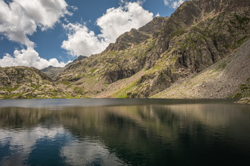 Sticker - French Alps, Valley of Miracles, mountain lakes, pristine nature. Mercantour National Park