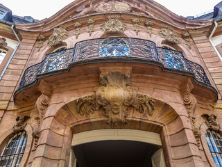 Kesselstatt Palace in Trier, Germany, exterior low-angle partial street view