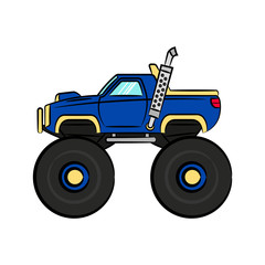 Wall Mural - monster truck. car on big wheels. side view. vector drawing. isolated object on a white background. 