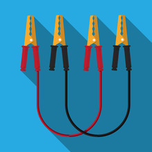 Jump Start Vehicle Cable Vector Flat Design.