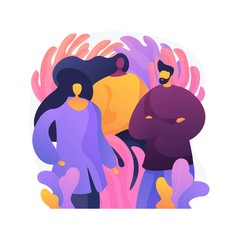 Wall Mural - Diverse people group. Professional entrepreneurs, creative business team, adult friends. Young confident man and women, colleagues standing together. Vector isolated concept metaphor illustration