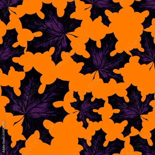 Creative seamless pattern with autumn leaves. Fashion print