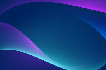 Wall Mural - abstract light blue violet curve graphic on dark background, copy space composition.