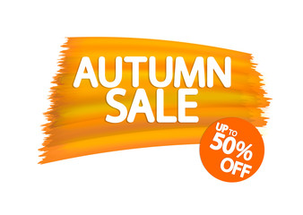 Autumn Sale, up to 50% off, Fall discount tag, banners design template, Thanksgiving Day, app icon, vector illustration