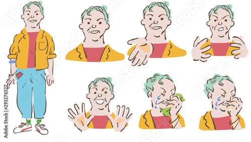 ガテン系女子 中年女性の表情集 イラスト Stock Vector Adobe Stock