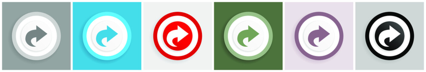 Poster - Next icon set, colorful flat design vector illustrations in 6 options for web design and mobile applications