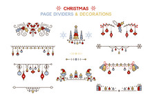 Christmas Color Vector Decorative Borders Set