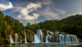 Krka National Park-panorama of the waterfall against the beautiful evening sky,Skradinski Buk Waterfall