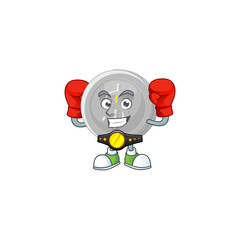 Sticker - Boxing silver coin cartoon character for currency