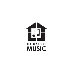 Canvas Print - House of music logo design vector template