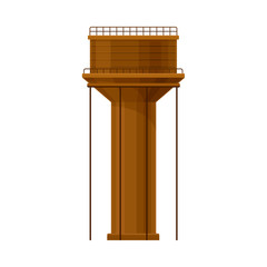 Canvas Print - Big Brown Water Tower Flat Vector Illustration