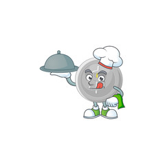 Wall Mural - Chef with food silver coin currency for bill payment