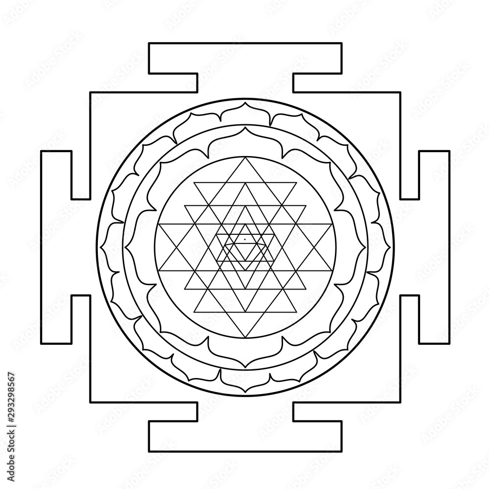 The Sri Yantra or Sri Chakra, form of mystical diagram, Shri Vidya ...