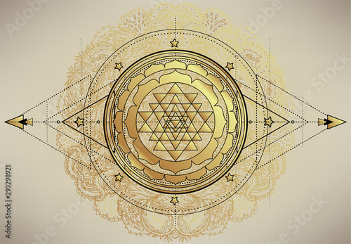 Papel de parede The Sri Yantra or Sri Chakra, form of mystical diagram, Shri Vidya school of Hindu tantra symbol