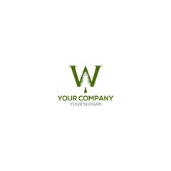 Wall Mural - W Pine Logo Design Vector